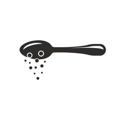 spoon icon in flat style, concept of add sugar or salt, vector illustration