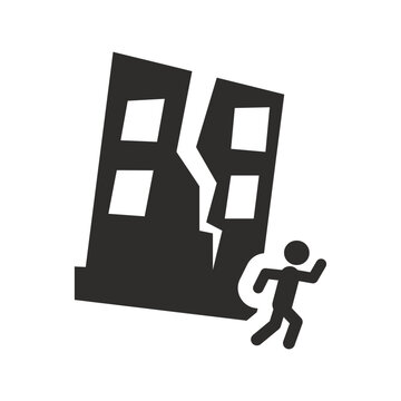 building collapse, person running away clip art preview