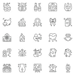 wedding icon pack. marrying. ceremony icons.Vector illustration.