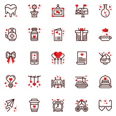Love And Wedding icon set. Romantic design elements.