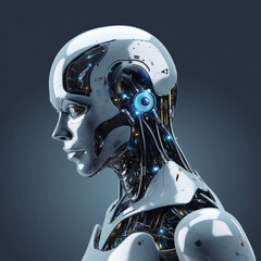 Futuristic robot with artificial intelligence