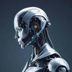 Futuristic robot with artificial intelligence