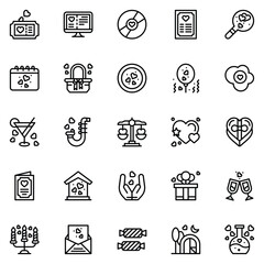 Valentine's Day Icons: teddy bear. letter. ring with a diamond. sweetmeats. heart. rose. cupcake. strawberry in chocolate and gift. Vector illustration.