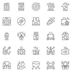 A set pack of Love icons set. The collection includes for mobile app. web design. in a moment of celebration. Valentine's Day.