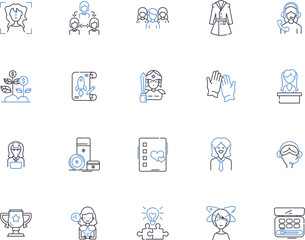 Femenism outline icons collection. Feminism, Activism, Gender, Equality, Liberty, Rights, Identity vector and illustration concept set. Social, Inequality, Solidarity linear signs