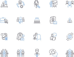Consulting business outline icons collection. Consulting, Business, Services, Advice, Strategy, Solutions, Solutions vector and illustration concept set. Advice, Analytics, Coaching linear signs