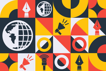 World Press Freedom Day. May 3. Seamless geometric pattern. Template for background, banner, card, poster. Vector EPS10 illustration.
