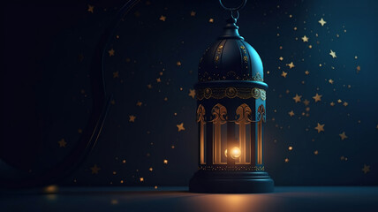 Fototapeta premium Eid al-adha design with golden decorative lanterns