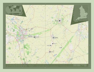 Fenland, England - Great Britain. OSM. Labelled points of cities