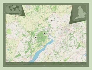 Fototapeta na wymiar Forest of Dean, England - Great Britain. OSM. Labelled points of cities