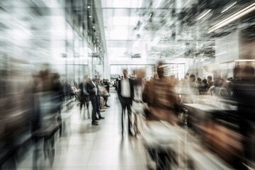 motion blurred motion blur people inside a building, generative ai