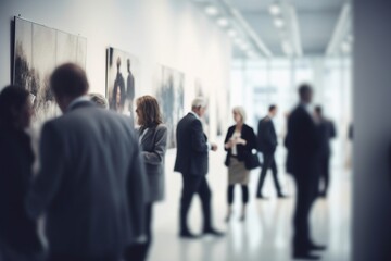 motion blurred motion blur people on an exhibition, generative ai