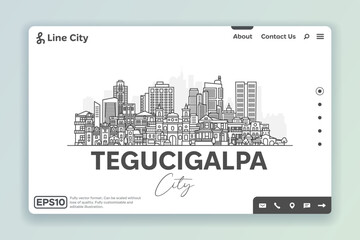 Tegucigalpa, Honduras architecture line skyline illustration. Linear vector cityscape with famous landmarks, city sights, design icons. Landscape with editable strokes.
