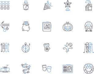 Winter outline icons collection. Snow, Sleet, Cold, Ice, Frost, Chill, Freeze vector and illustration concept set. Wind, Snowfall, Icicle linear signs