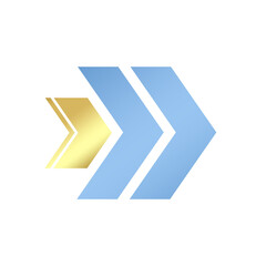 blue arrow and gold