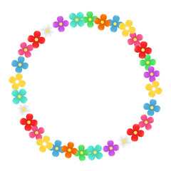multi colored flower frame circle and garland