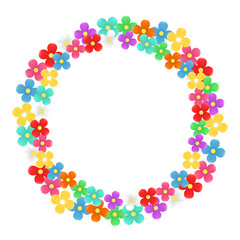 multi colored flower frame circle and garland