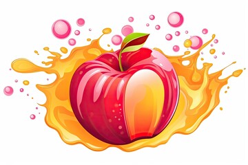 ripe red apple with a green leaf on a white background. Generative AI