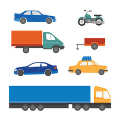 Transportation set. Vector cars illustration on white background.