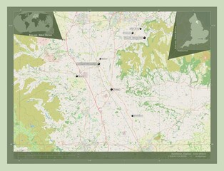 Hambleton, England - Great Britain. OSM. Labelled points of cities