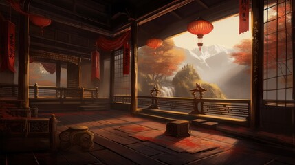 Naklejka premium Samurai Gaming Art Game Environments Background