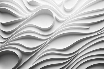 Abstract design, white waves, generative ai