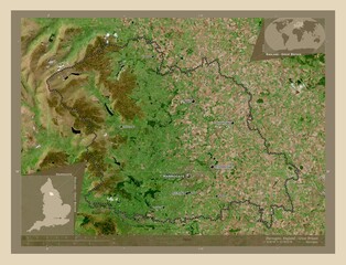 Harrogate, England - Great Britain. High-res satellite. Labelled points of cities