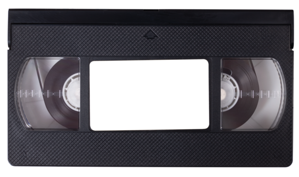 VHS cassette for recording videos on an isolated background.