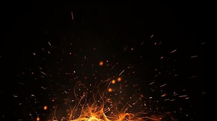 Fototapeta na wymiar Fire sparks on a distinct black background, Generative AI