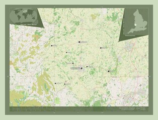 Herefordshire, England - Great Britain. OSM. Labelled points of cities