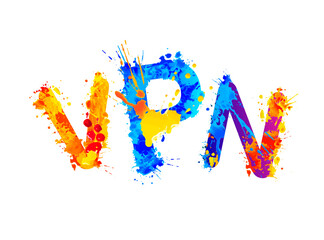 VPN vector symbol with letters of splash paint
