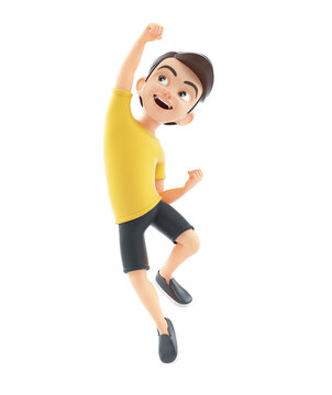 3d boy jumping for joy