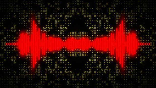VJ disco animation, red equalizer playing music with stylish pattern background, clubbing nightlife motion graphic