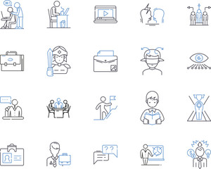 Customer service outline icons collection. customer service, care, assistance, help, support, aid, solutions vector and illustration concept set. query, response, phone linear signs