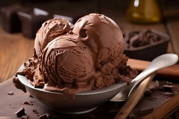 Rolgordijnen sweet, creamy  chocolate ice cream © Niko