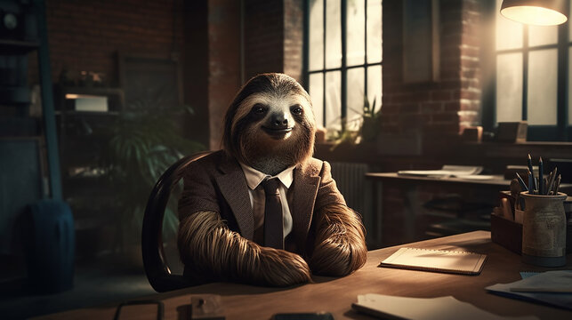 Faultier im Anzug KI