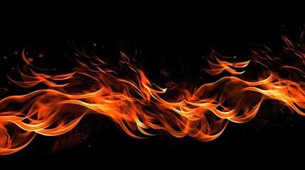 Fototapeta premium Fire flames on a distinct black background, Generative AI