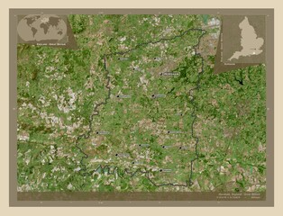 Horsham, England - Great Britain. High-res satellite. Labelled points of cities