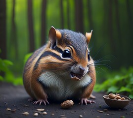 Cute chipmunk in the forest Eats 01
Created with a Generative Ai Technology