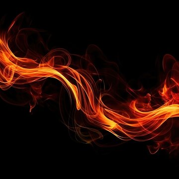 Fire flames on a distinct black background, Generative AI