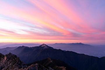 夕焼け雲と山々 sunset clouds and mountains