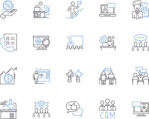 Employee occupation outline icons collection. Worker, Job, Occupation, Profession, Employee, Laborer, Staff vector and illustration concept set. Hire, Worker, Recruiter linear signs