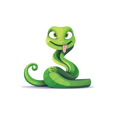 Funny Green Snake Vector Art