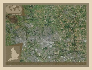 Leeds, England - Great Britain. High-res satellite. Labelled points of cities