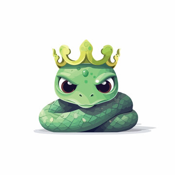 Green Snake King Vector Art