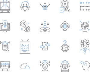 Organizational development outline icons collection. Organization, Development, Change, Management, Process, Learning, Structures vector and illustration concept set. Teams, Culture, Growth linear