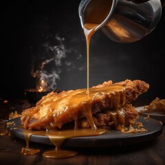 Fried Gravy and Catfish - Generative Ai Illustration