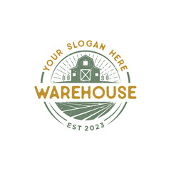 warehouse logo with vintage design concept for agriculture