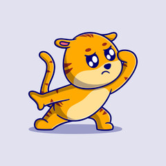 cute tiger cartoon vector icon illustration. animal nature icon concept isolated premium vector. flat design