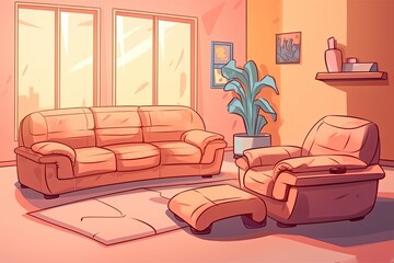 cozy living room with comfortable seating. Generative AI